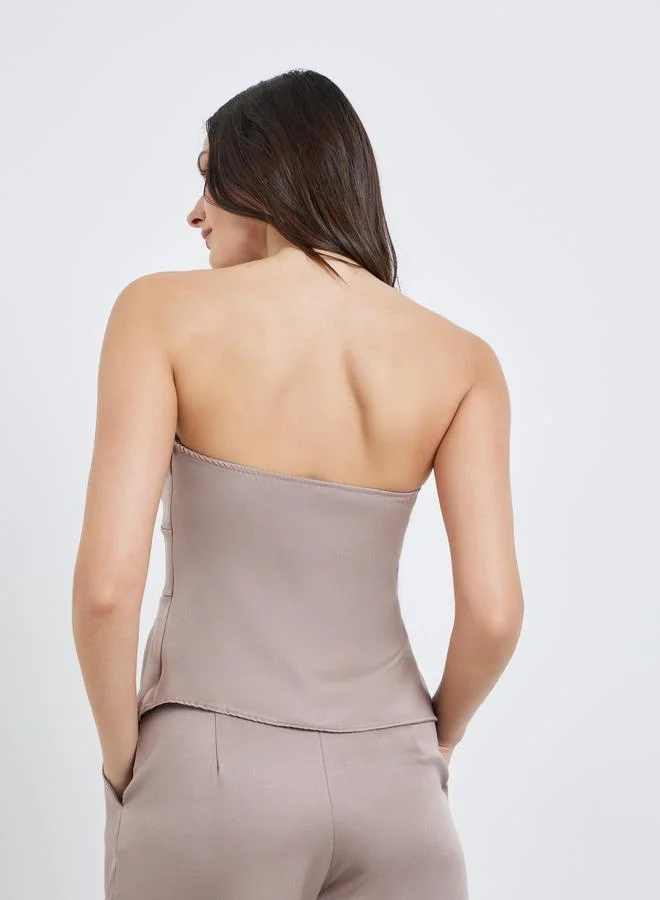 Styli beige Women Beige Strapless Peplum Top for Women | Best Price UAE